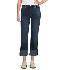 KUT from the Kloth Petite Size Fay High Rise Rolled Up Cuff Raw Hem Jeans
