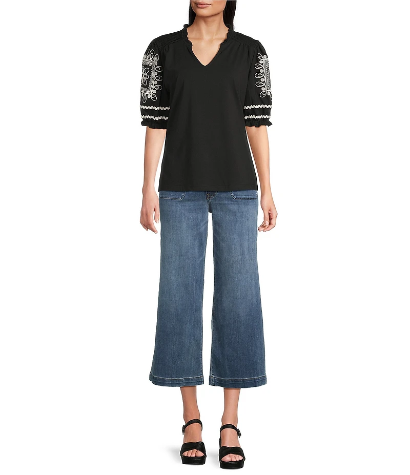 KUT from the Kloth Petite Size High Rise Patch Pockets Wide Leg Jeans
