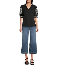 KUT from the Kloth Petite Size High Rise Patch Pockets Wide Leg Jeans