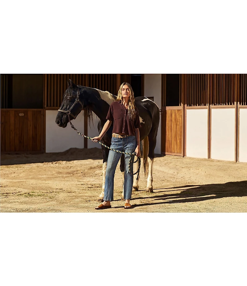KUT from the Kloth Petite Size Kelsey High Rise Front Seam Ankle Flare Jeans