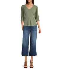 KUT from the Kloth Petite Size Meg High Rise Relaxed Fit Wide Leg Jeans