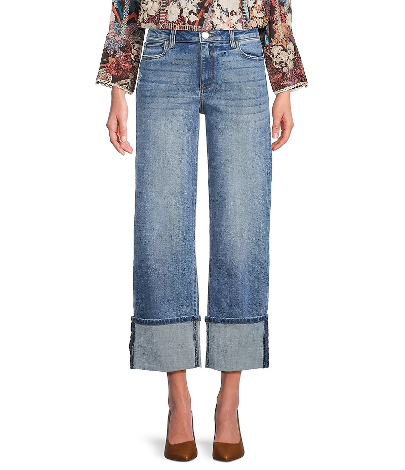 KUT from the Kloth Petite Size Sienna Stretch Denim Wide Cuff Straight Leg Jeans