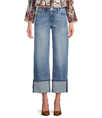 KUT from the Kloth Petite Size Sienna Stretch Denim Wide Cuff Straight Leg Jeans