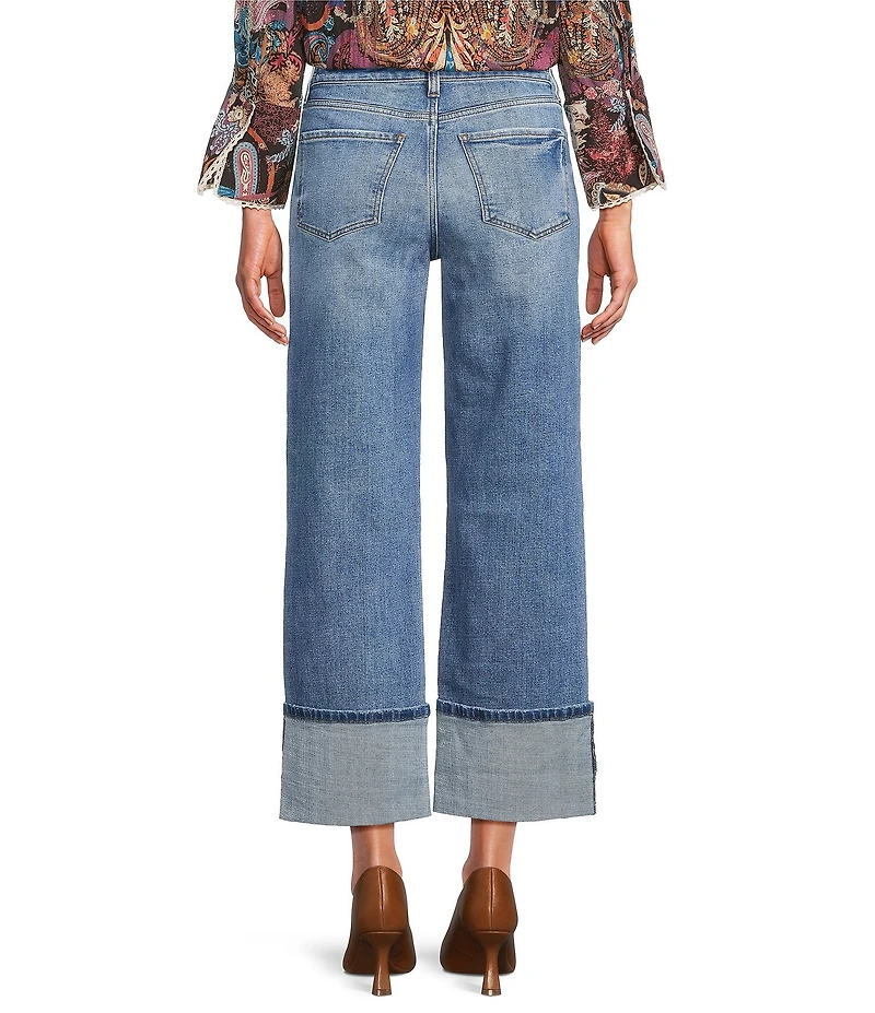KUT from the Kloth Petite Size Sienna Stretch Denim Wide Cuff Straight Leg Jeans