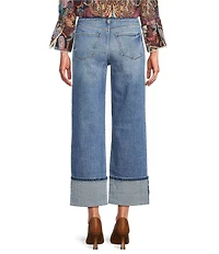 KUT from the Kloth Petite Size Sienna Stretch Denim Wide Cuff Straight Leg Jeans