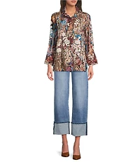KUT from the Kloth Petite Size Sienna Stretch Denim Wide Cuff Straight Leg Jeans