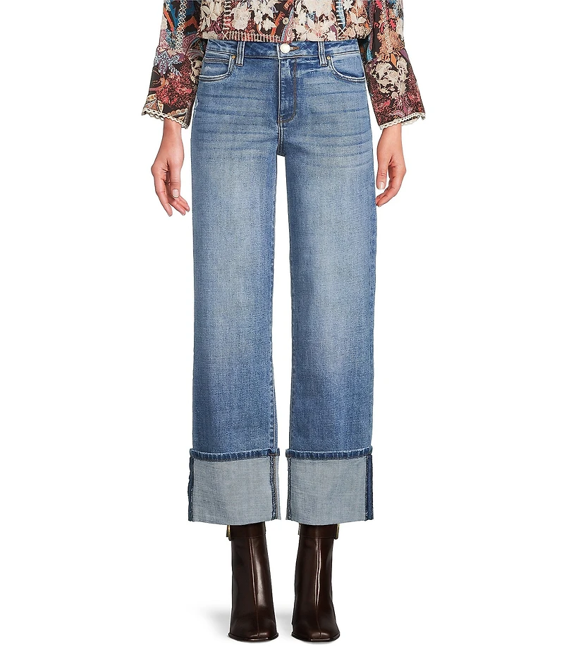 KUT from the Kloth Petite Size Sienna Stretch Denim Wide Cuff Straight Leg Jeans