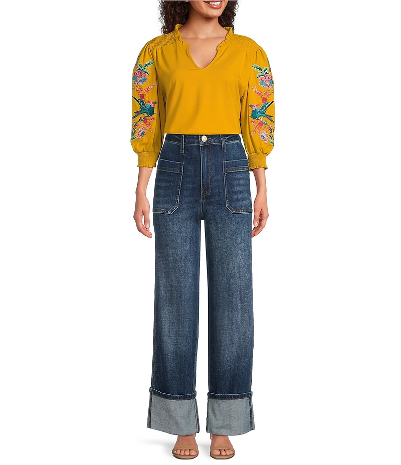 KUT from the Kloth Petite Size Stretch Denim Sienna High Rise Straight Leg Jeans