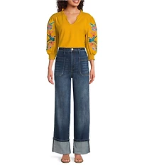 KUT from the Kloth Petite Size Stretch Denim Sienna High Rise Straight Leg Jeans