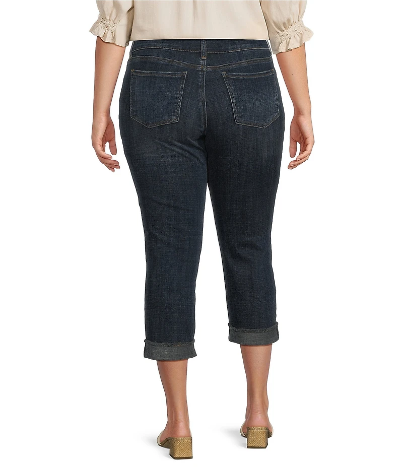 KUT from the Kloth Plus Size Amy Stretch Denim High Rise Straight Leg Double Button Cropped Jeans