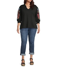 KUT from the Kloth Plus Size Catherine Mid-Rise Boyfriend Roll-Up Cuff Jeans