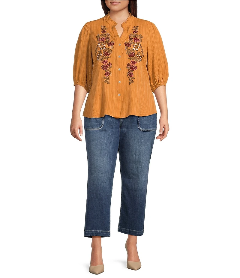 KUT from the Kloth Plus Size Charlotte Denim High Rise Wide Leg Wide Hem Jeans
