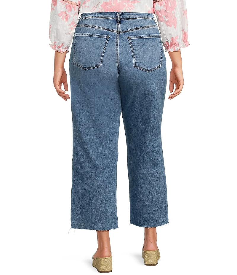 KUT from the Kloth Plus Size Charlotte High Rise Wide Leg Raw Hem Ankle Denim Jeans