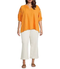 KUT from the Kloth Plus Size High Rise Patch Pocket Wide Leg Denim Pants