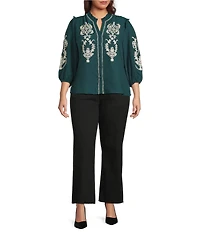 KUT from the Kloth Plus Size Meg High Rise Wide leg Raw Hem Jeans
