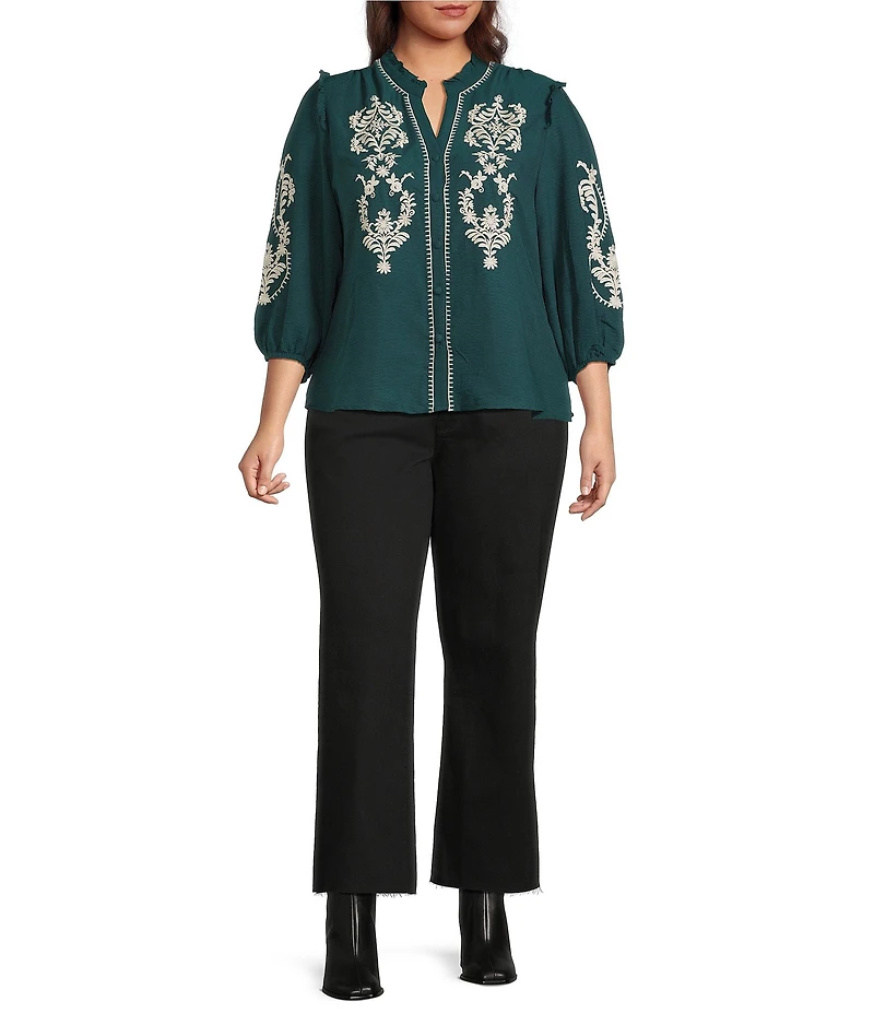 KUT from the Kloth Plus Size Meg High Rise Wide leg Raw Hem Jeans