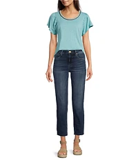 KUT from the Kloth Rachael High Rise Straight Leg Raw Hem Mom Jean