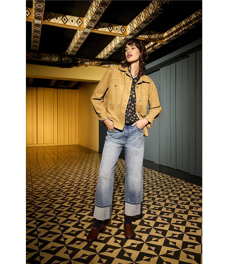 KUT from the Kloth Sienna Stretch Denim Wide Cuff Straight Leg Jeans