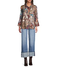 KUT from the Kloth Sienna Stretch Denim Wide Cuff Straight Leg Jeans