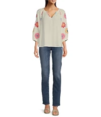 KUT from the Kloth Stevie High Rise Straight Leg Exposed Button Fly Denim Jeans