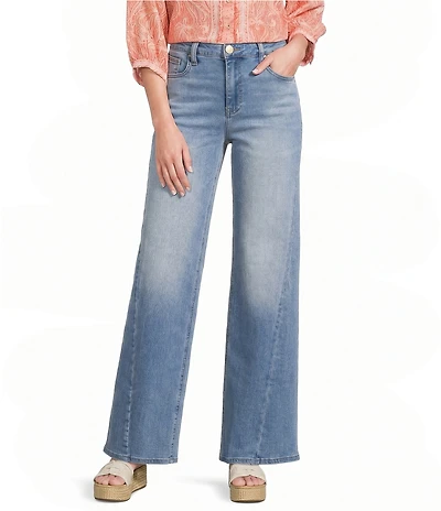 KUT from the Kloth Woven Denim High-Rise Wide Leg Full Jeans