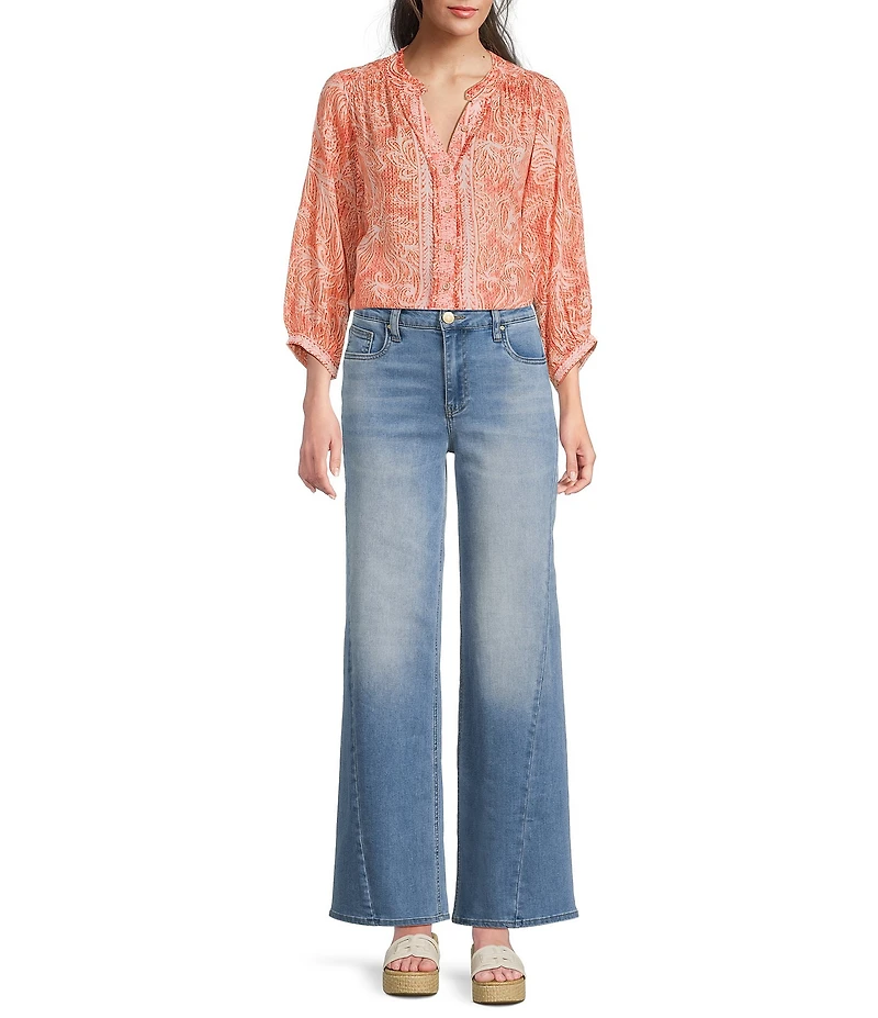 KUT from the Kloth Woven Denim High-Rise Wide Leg Full Jeans