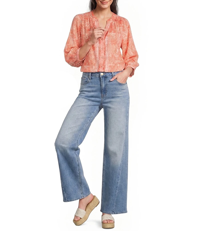 KUT from the Kloth Woven Denim High-Rise Wide Leg Full Jeans