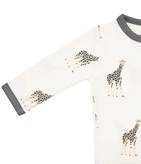 Kyte BABY Baby Boys Bamboo Giraffe Print Zip Front Footie