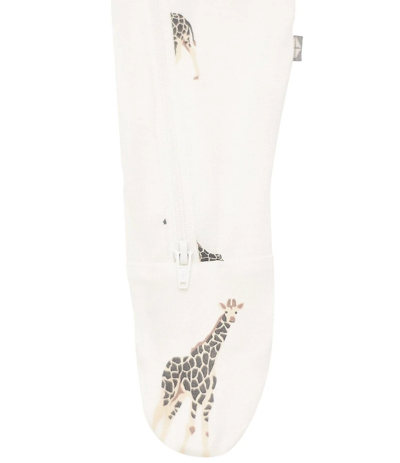 Kyte BABY Baby Boys Bamboo Giraffe Print Zip Front Footie