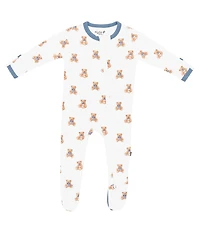 Kyte BABY Baby Boys Bamboo Teddy Bear Print Zip Front Footie