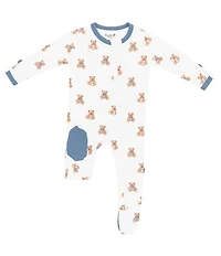 Kyte BABY Baby Boys Bamboo Teddy Bear Print Zip Front Footie