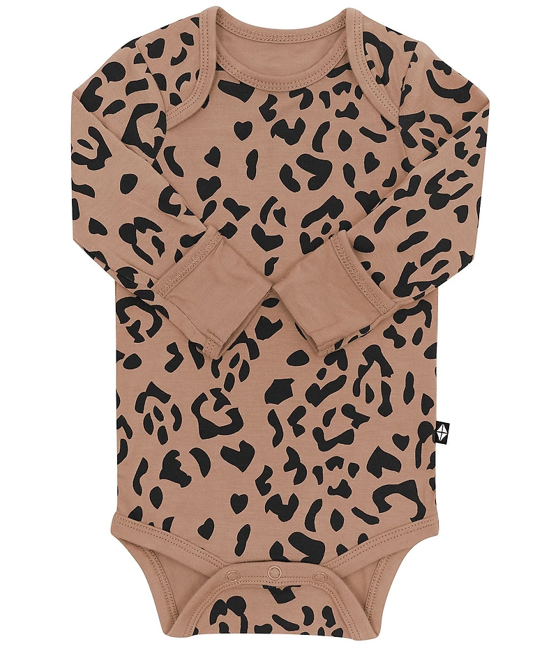Kyte BABY Baby Girls Bamboo Leopard Print Long Sleeve Bodysuit