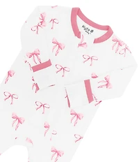 Kyte BABY Baby Girls Bamboo Bow Print Zip Front Coverall