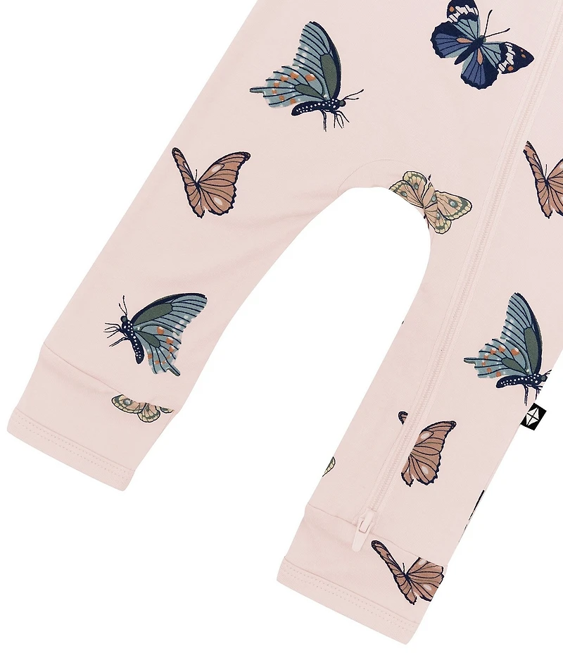 Kyte BABY Baby Girls Bamboo Butterfly Print Zip Front Coverall