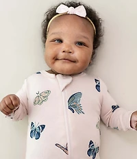 Kyte BABY Baby Girls Bamboo Butterfly Print Zip Front Coverall