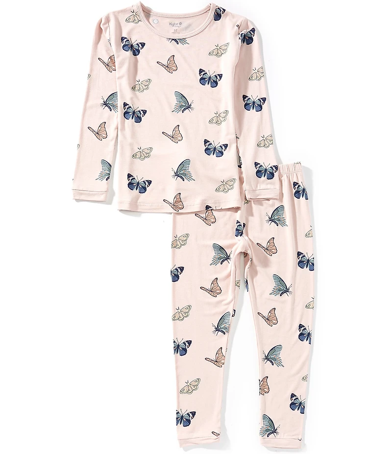Kyte BABY Little Girls 5-7 Bamboo Butterfly Print Long Sleeve Top & Pajama Pants Set