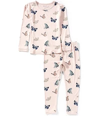 Kyte BABY Little Girls 5-7 Bamboo Butterfly Print Long Sleeve Top & Pajama Pants Set