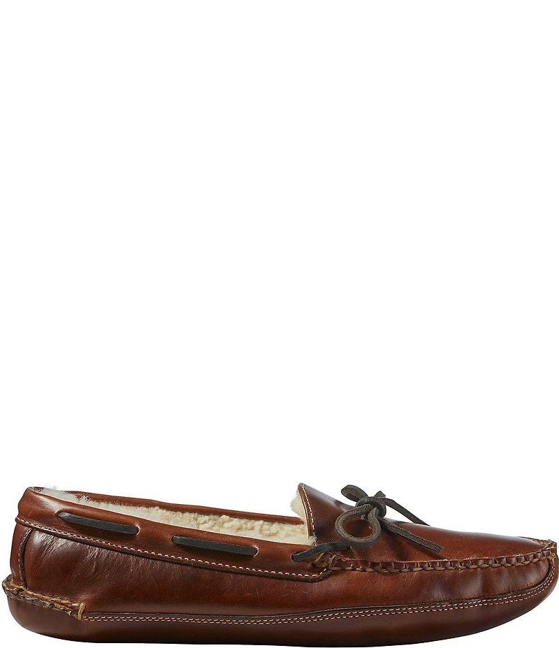 L.L. Bean Men's Leather Double Sole Shearling Lined Slippers