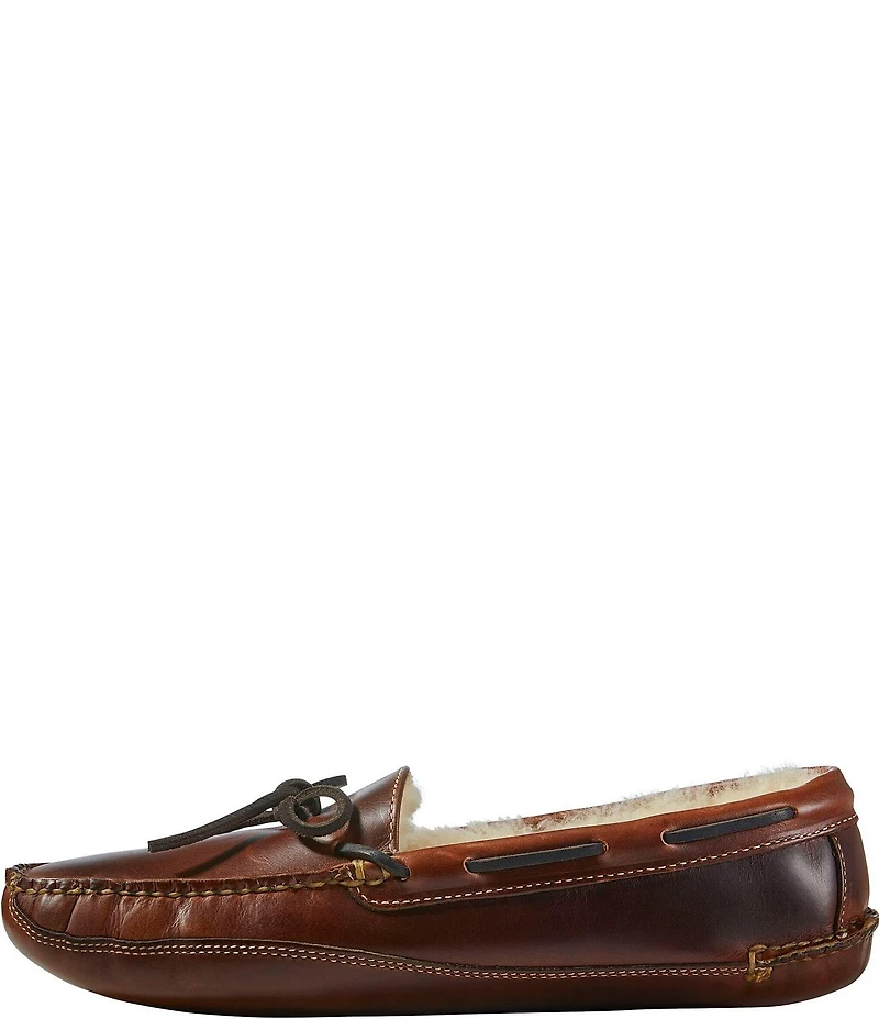 L.L. Bean Men's Leather Double Sole Shearling Lined Slippers