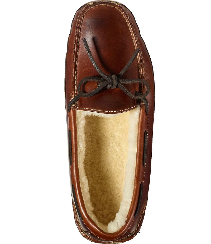 L.L. Bean Men's Leather Double Sole Shearling Lined Slippers