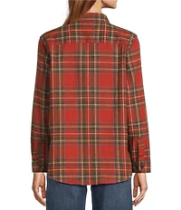 L.L. Bean Scotch Plaid Flannel Spread Collar Long Sleeve Button Down Shirt