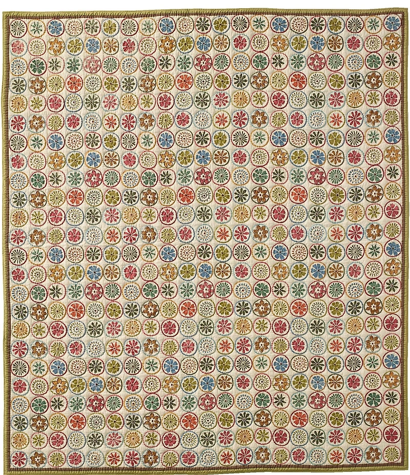 L.L.Bean Blooming Circles Pattered Reversible Quilt