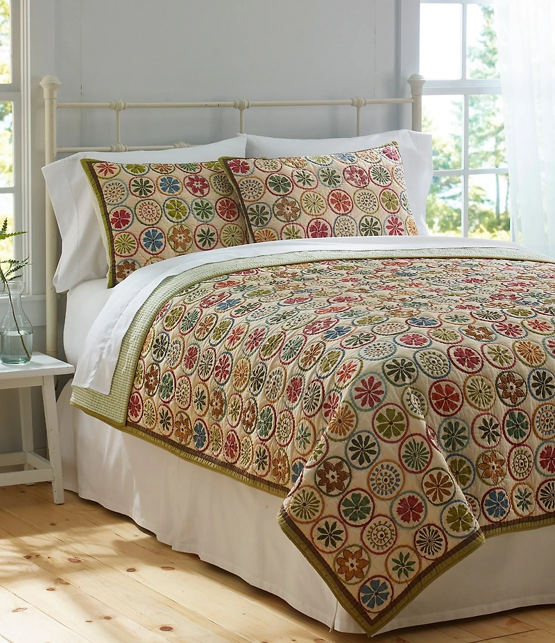 L.L.Bean Blooming Circles Pattered Reversible Quilt