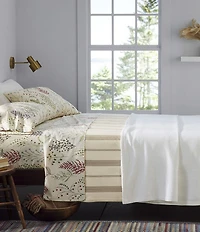 L.L.Bean Botanical Floral Printed Cotton Percale Sheet Set