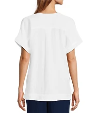 L.L.Bean Cloud Gauze Split V Neckline Short Sleeve Top