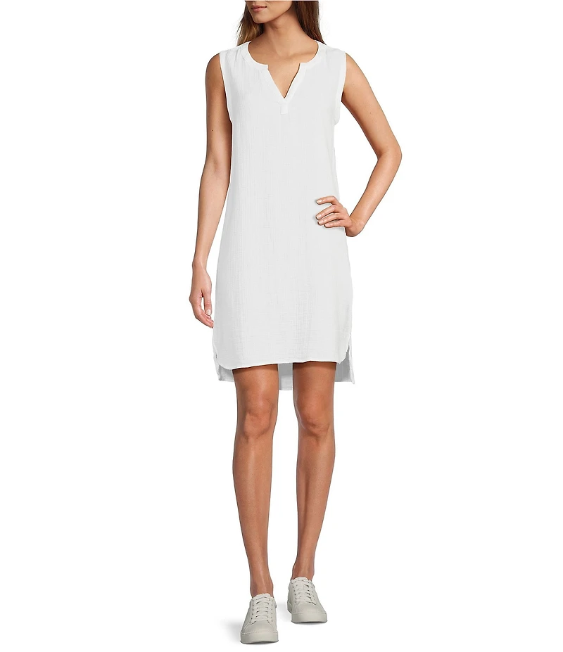 L.L.Bean Cloud Gauze Split V Neckline Sleeveless Cover-Up Dress