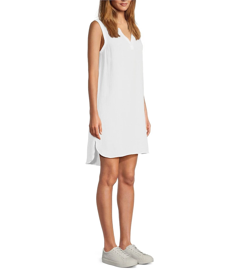 L.L.Bean Cloud Gauze Split V Neckline Sleeveless Cover-Up Dress