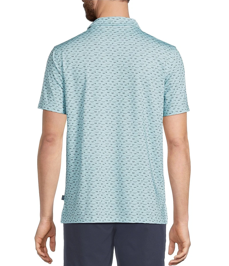 L.L.Bean Comfort Performance Stretch Printed Party Short Sleeve Polo Shirt