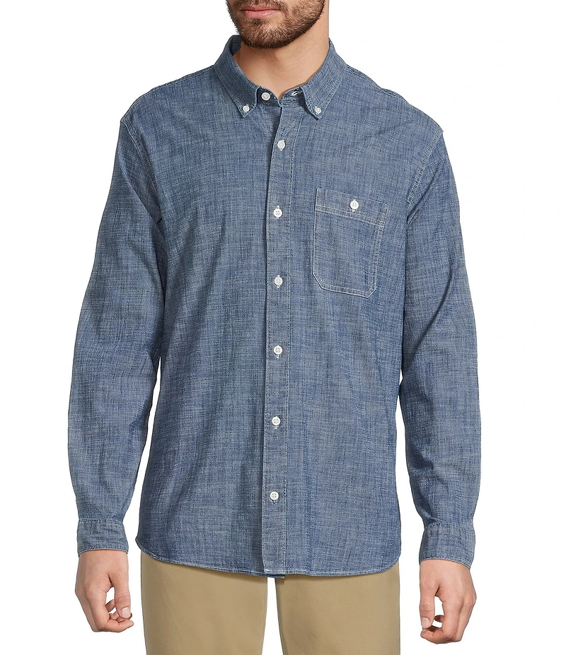 L.L.Bean Comfort Stretch Chambray Long Sleeve Woven Shirt