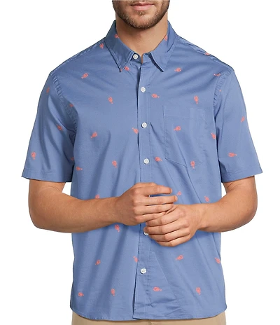 L.L.Bean Comfort Stretch Printed Performance Short Sleeve Woven Shirt